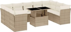 vidaXL 10 részes bézs polyrattan kerti ülőgarnitúra párnával