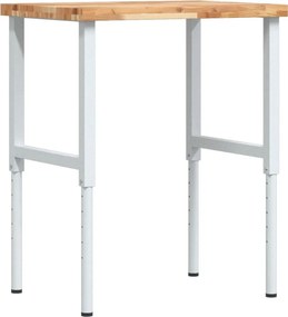 vidaXL tömör bükkfa négyszög alakú munkapad 80 x 60 x (73-99,5) cm