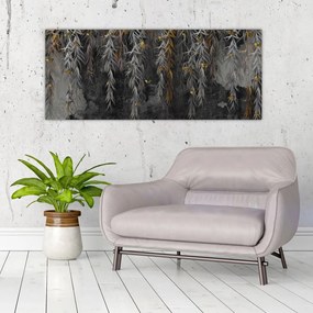 Kép -Fűzfa gallyak fekete háttérrel (120x50 cm)