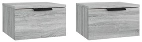 2 db szürke sonoma falra szerelhető éjjeliszekrény 34x30x20 cm