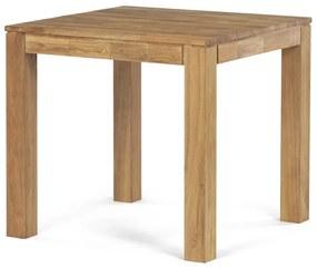 Masă de sufragerie 80x80x75 cm, stejar alb masiv, finisaj cu ulei, picioare de 8x8 cm