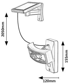 Rabalux 77019 - LED Napelemes lámpa érzékelővel VALPOVO LED/2,4W/3,7V IP44