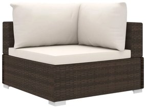 4-részes barna polyrattan kerti bútorszett párnákkal