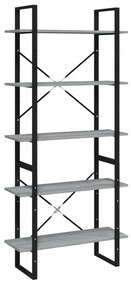 5 szintes szürke sonoma szerelt fa könyvszekrény 80x30x175 cm