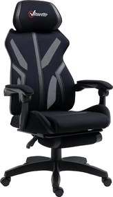 Vinsetto Gamer Szék Kihúzható Lábpihenővel és Állítható Magassággal - Fekete | Aosom