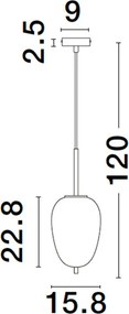 NOVA LUCE 9624098 LATO Egyágú Függesztett Lámpa Üveg E14 IP20