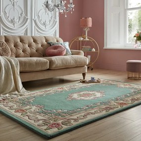 Aubusson zöld gyapjú szőnyeg, 75 x 150 cm - Flair Rugs