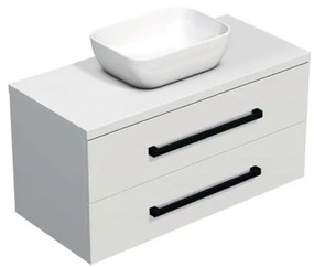 Fürdőszobaszekrény fekete fogantyúval SAT Cube Way 100x53x46 cm fehér fényes CUBE46C1003BISAT45