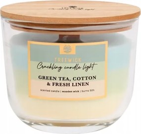 Hagyományos szójagyertya Green Tea, Cotton, Fresh Linen TreeWick