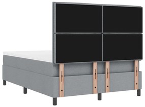 vidaXL Rugós ágy matraccal és LED világítással, világosszürke, 140 x 200 cm szövet