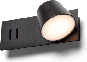 RENDL AMADEUS nástěnná s podsvícením černá 230V LED 4+6W 3000K