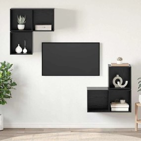 TV szekrény garnitúra 4 pcs Musta tammi 37 x 37 x 72 cm Faanyag