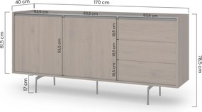 Zenar komód 170 cm fiókos - elegant dió / fekete