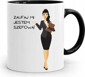 Bögre Fekete Ajándék Bízz Bennem Én Vagyok A Főnököm fényképes nyomtatással