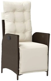 3 részes barna polyrattan kerti étkezőgarnitúra párnával