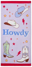 Lila frottír pamut strandtörölköző 76x160 cm Howdy Cowgirl – Sassy B