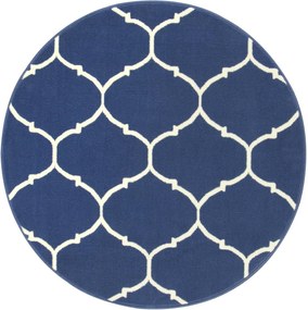 Kerek Szőnyeg Nappaliba Kék Farmer Geometrikus Lóhere átm. 80 cm