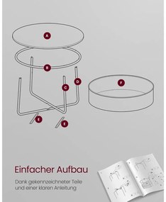 Kerek dohányzóasztal 75 cm átmérőjű, tintafekete-pala szürke