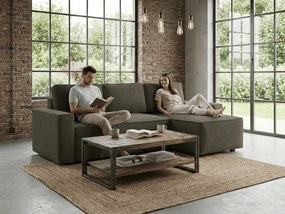 Kihúzható, kétoldalas L alakú kanapé SMART BOUCLE 232x143 cm, szürke-bézs