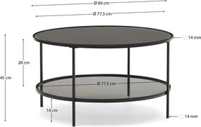 Fekete kerek dohányzóasztal üveg asztallappal ø 80 cm Gilda – Kave Home