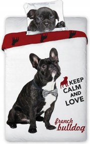 Ifjúsági ágyneműhuzat 160x200 Francia bulldog 100% pamut