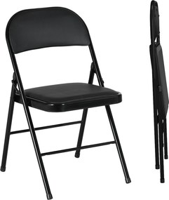 HOMCOM Összecsukható Szék Párnázott Támlával, Összecsukható Irodai Szék Acél Vázra, Konyhai Szék Párnával 120 kg Teherbírással Vendégeknek, Irodába, K