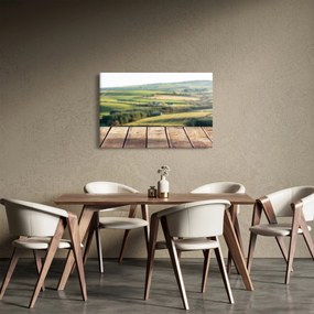 Kép - Fa polc tájképi elemekkel (90x60 cm)
