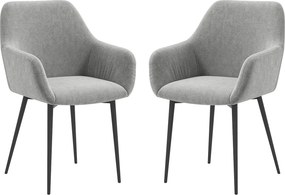 HOMCOM 2 db Kárpitozott Északi Stílusú Étkezőszék, Konyhai Szék Kárpittal, Karfás Fotel Acél Lábakkal, 54x57x80 cm, Sötétszürke | Aosom