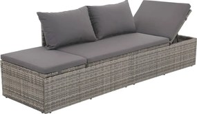 vidaXL szürke polyrattan kültéri nyugágy hát- és ülőpárnákkal