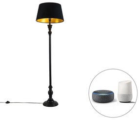 Okos állólámpa fekete árnyékolóval fekete arannyal 45 cm, beleértve a Wifi A60-at - Classico
