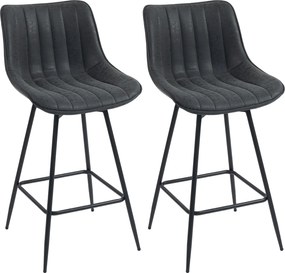 HOMCOM 2-Pack Bar Stools, 26.8 in Swivel Counter Stools with Backrest, Padded PU Leather, Footrest & Steel Legs for Kitchen Island and Dining – Black