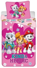 Rózsaszín egyszemélyes pamut gyerek ágyneműhuzat 140x200 cm Paw Patrol "Heroic" – Jerry Fabrics
