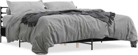 vidaXL fekete szerelt fa és fém ágykeret 200 x 200 cm
