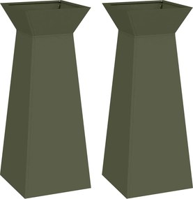 vidaXL Pillér Ültető 2 pcs Olívazöld 40 x 40 x 100 cm