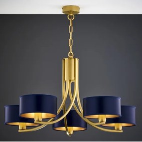Jupiter 2094 - Láncos csillár ARTHUR 5xE27/15W/230V kék/arany