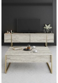 Luxe Travertine and Gold konferenciaasztal