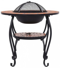terrakotta kerámia mozaik tűztál asztallal 68 cm
