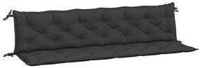 2 db fekete oxford szövet kerti padpárna 200 x 50 x 7 cm