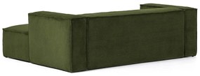 Zöld kordbársony sarokkanapé (jobb oldali) Blok – Kave Home