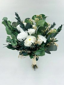 Menyasszonyi csokor szárított virágokból és fűfélékből