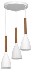 Csillár zsinóron MUZA NEW 3xE27/60W/230V bükkfa/fehér