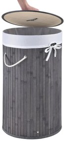 Juskys Curly Round 55 L bambusz szennyeskosár - szürke
