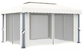 krémfehér alumíniumpavilon függönnyel 4 x 3 m