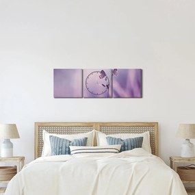 Kép - Lila pillangók (órával) (90x30 cm)