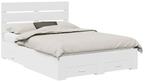 vidaXL Ágykeret fiókkal fejtámlával Fehér 140 x 190 cm Faanyag