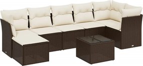 vidaXL 8 részes barna polyrattan kerti ülőgarnitúra párnákkal