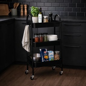 Storage Solutions Konyhai fém kocsi 3 emeletes 44x 31,5 x 79,5 cm, fekete