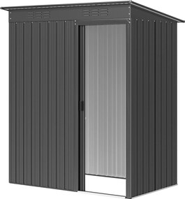 Outsunny fém kerti fészer 1,37 m² (159 x 106 x 181 cm) – tolóajtó, szellőző, lejtős tető, 2 pár kesztyű, könnyű összeszerelés | Aosom