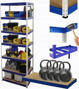 Tárolószekrény fém állvány Helios 270x90x45cm 7Px400kg Tömör Magas