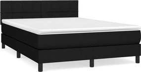 vidaXL fekete szövet rugós ágy matraccal 140 x 190 cm
